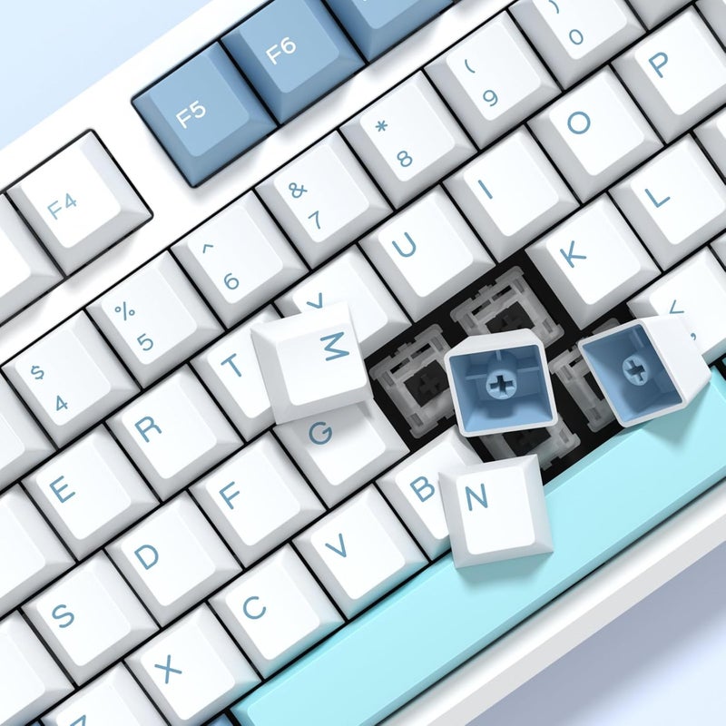 KBDiy SHOKO PBT Double Shot Keycap Set,176 Keys Blue Cute Custom Key Caps Keycaps 60 Percent Cherry Profile Keycaps for 61/64/68/84/87/100/104/108 Mechanical Keyboard - Image 4